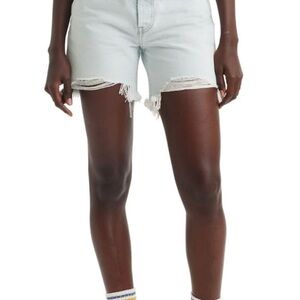 Levi's Blue Jean Shorts Distressed Frayed Hem